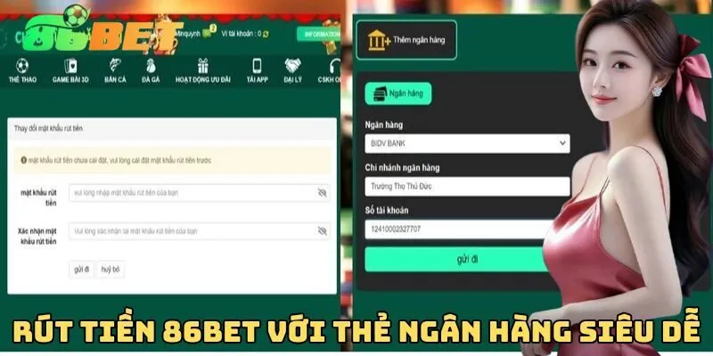 Rút tiền 86Bet siêu dễ dàng với thẻ ngân hàng