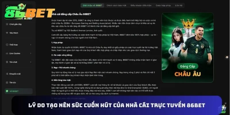 Những điểm tạo nên sức cuốn hút của 86BET